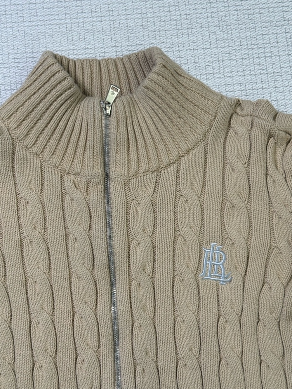 Ralph Lauren Cable-Knit Zip Cardigan in Taupe - Picture 4 of 7